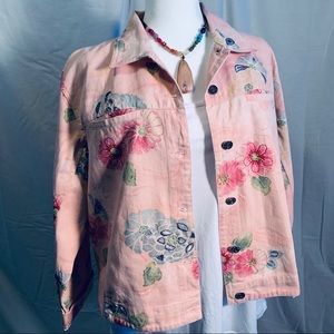 Chico’s denim jacket with embroidery